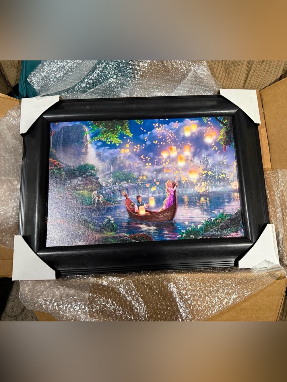 Thomas Kinkade Lantern Lake Scene in Purple and Gold